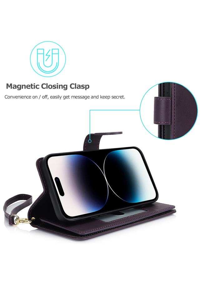 اس-توب جراب هاتف iPhone 15 Plus بمحفظة متعددة البطاقات RFID من الجلد - Image 4