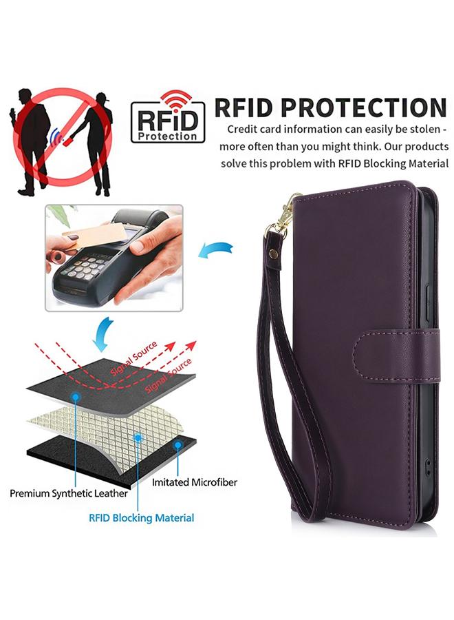 اس-توب جراب هاتف iPhone 15 Plus بمحفظة متعددة البطاقات RFID من الجلد - Image 2