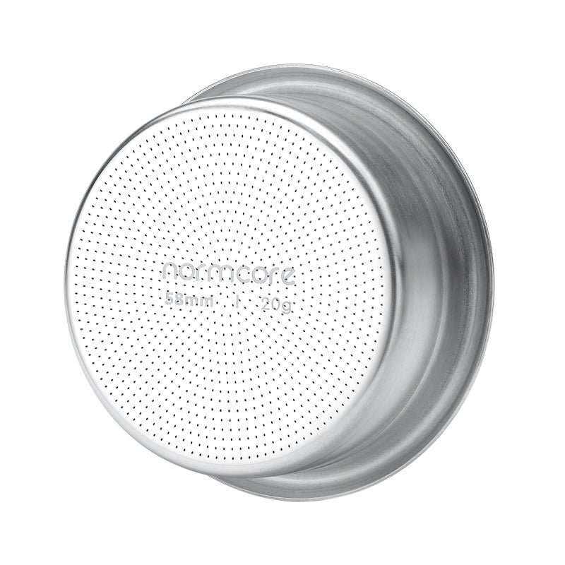Normcore 58mm Precision High Extraction Basket 20g Espresso Filter Basket 08mm Thick Stainless Steel 028mm Hole Diameter Includes 585mm Puck Screen and 200pcs Filter Paper 20 Gram
