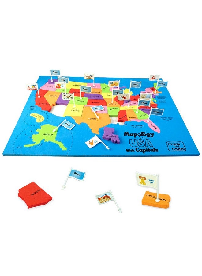 Imagimake: Mapology USA with Capitals- Learn USA States Along with Their Capitals and Fun Facts- Fun Jigsaw Puzzle- Educational Toy for Kids Above 5 Years - Image 1