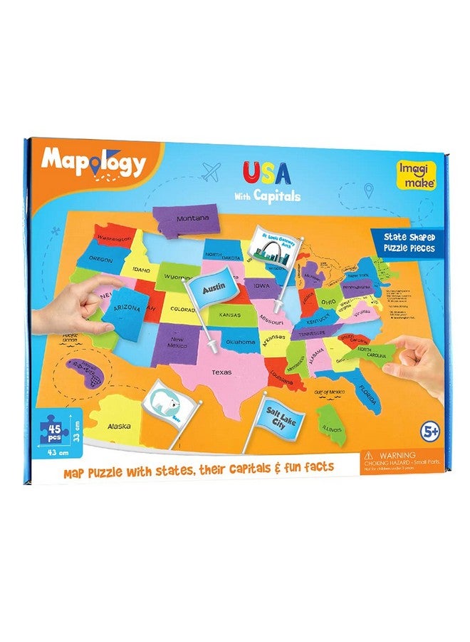 Imagimake: Mapology USA with Capitals- Learn USA States Along with Their Capitals and Fun Facts- Fun Jigsaw Puzzle- Educational Toy for Kids Above 5 Years - Image 2