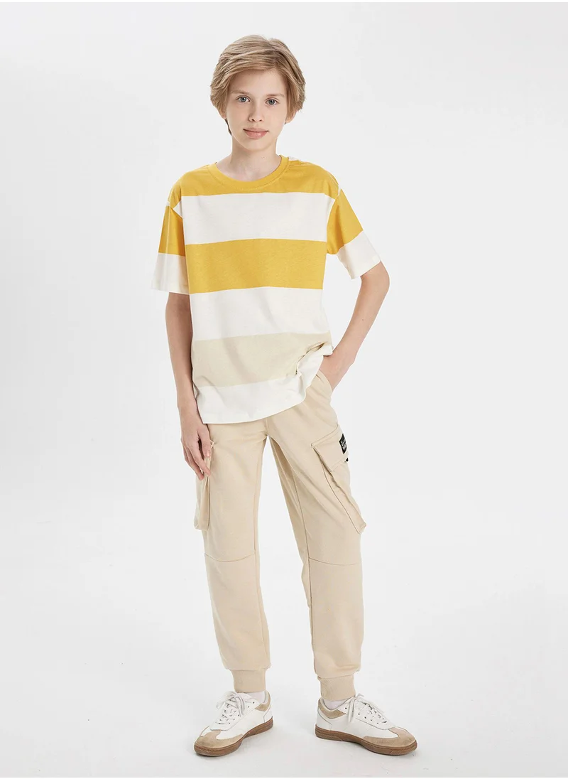 DeFacto Crew Neck Striped Short Sleeve T-Shirt