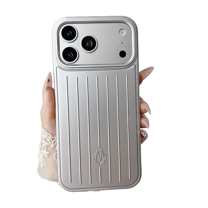 MS Metal Protective Case for iPhone 17 / 17 Air / 17 Pro / 17 Pro Max with Metal Paint and Full Coverage plus Shockproof plus Anti-Slip Grip plus Drop Protection in Silver - Image 1