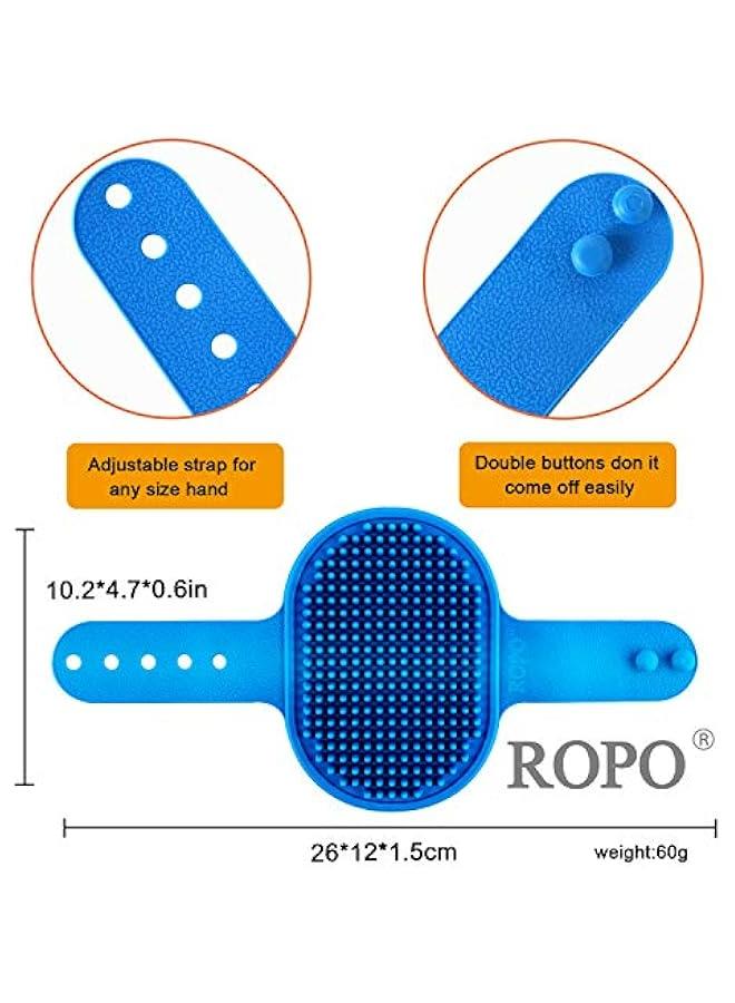 Pet Grooming Brush and Shampoo Bath Comb for Dogs and Cats with Adjustable Handle - 2pcs - Image 3
