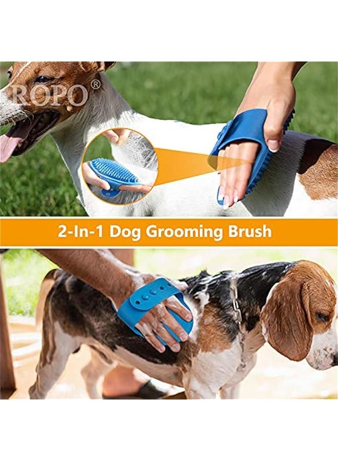 Pet Grooming Brush and Shampoo Bath Comb for Dogs and Cats with Adjustable Handle - 2pcs - Image 4