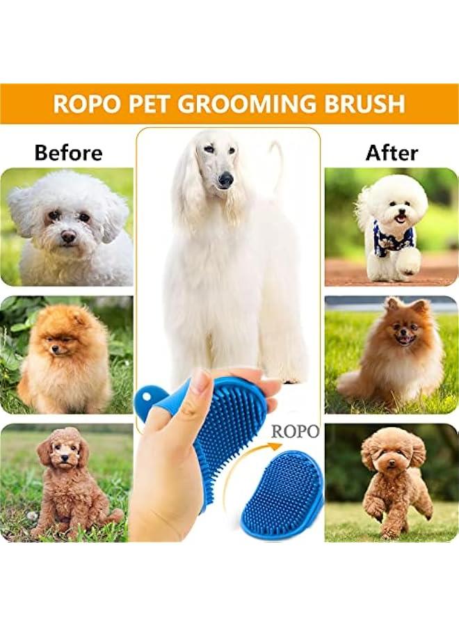 Pet Grooming Brush and Shampoo Bath Comb for Dogs and Cats with Adjustable Handle - 2pcs - Image 5