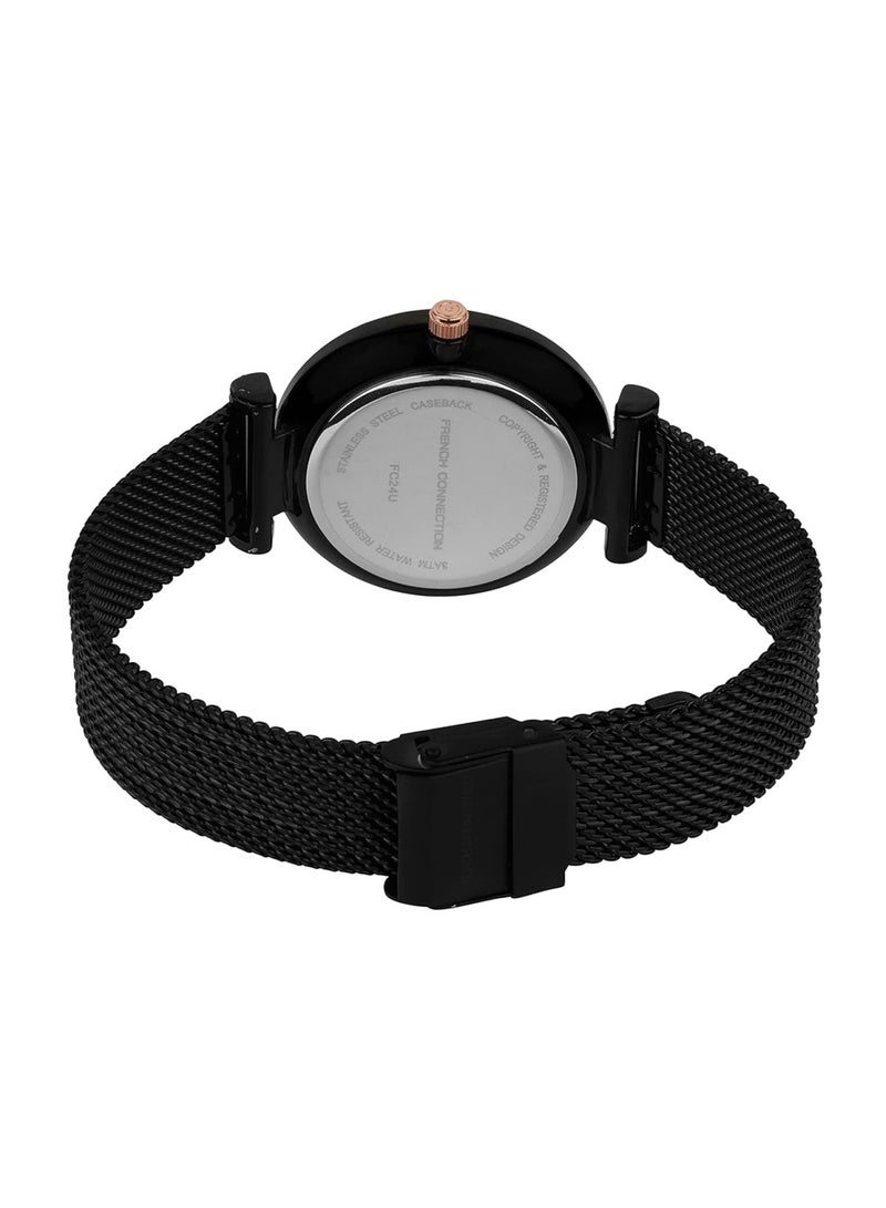 French Connection ساعة نسائية أنالوج كوارتز بقرص أزرق من الفولاذ المقاوم للصدأ FC24U - 36 مم - Image 4