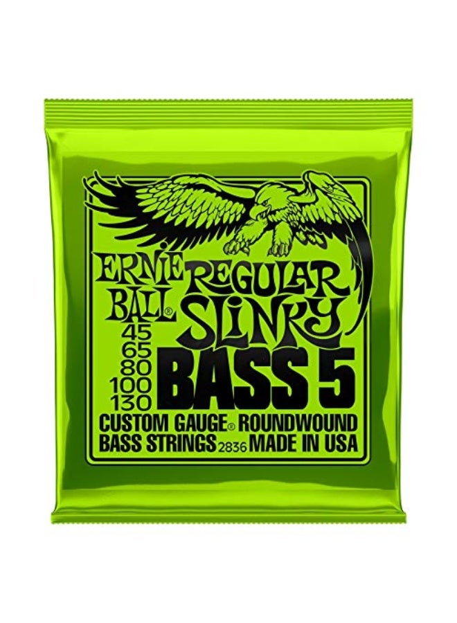 Ernie Ball 5-String Regular Slinky Nickel Wound Bass Guitar Strings, 45-130 Gauge (P02836) - Image 1