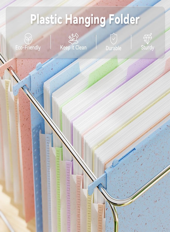 ANSOOK Wheat Straw Large Capacity Hanging File Folders Letter Size,7 Expansion 1.2" Accordion Pockets,3 Pack File Cabinet Folders with Tabs, Natural Colored File Folders for Home and Office Bulk File - Image 2