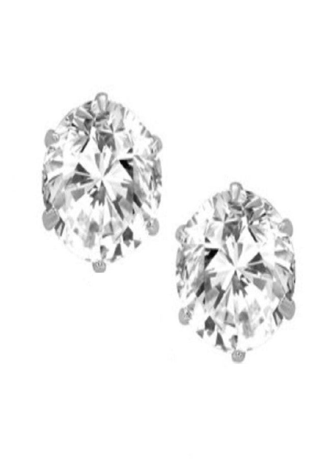 Fabula by OOMPH Jewellery Pair of Silver Color Round Solitaire Cubic Zirconia Ear Stud Earrings For Men & Boys (E2GY4R5) - Image 1