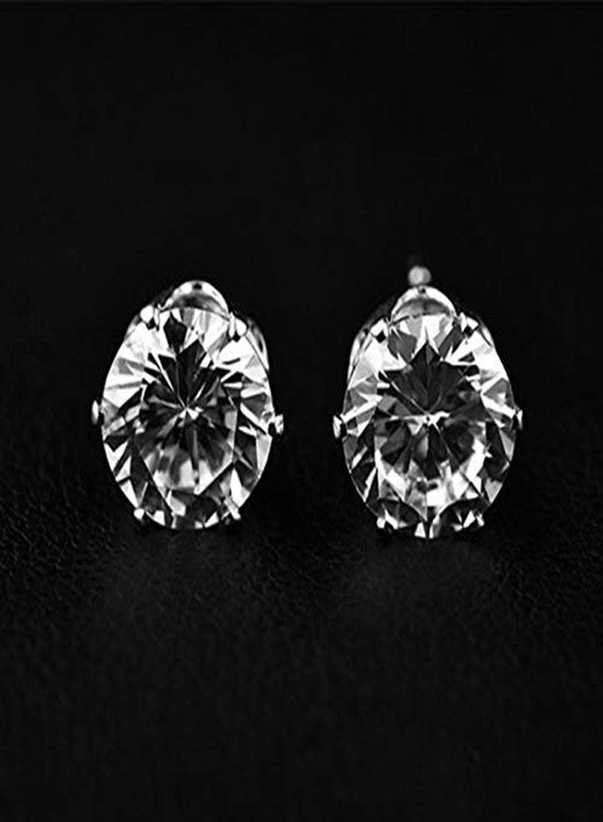 Fabula by OOMPH Jewellery Pair of Silver Color Round Solitaire Cubic Zirconia Ear Stud Earrings For Men & Boys (E2GY4R5) - Image 2
