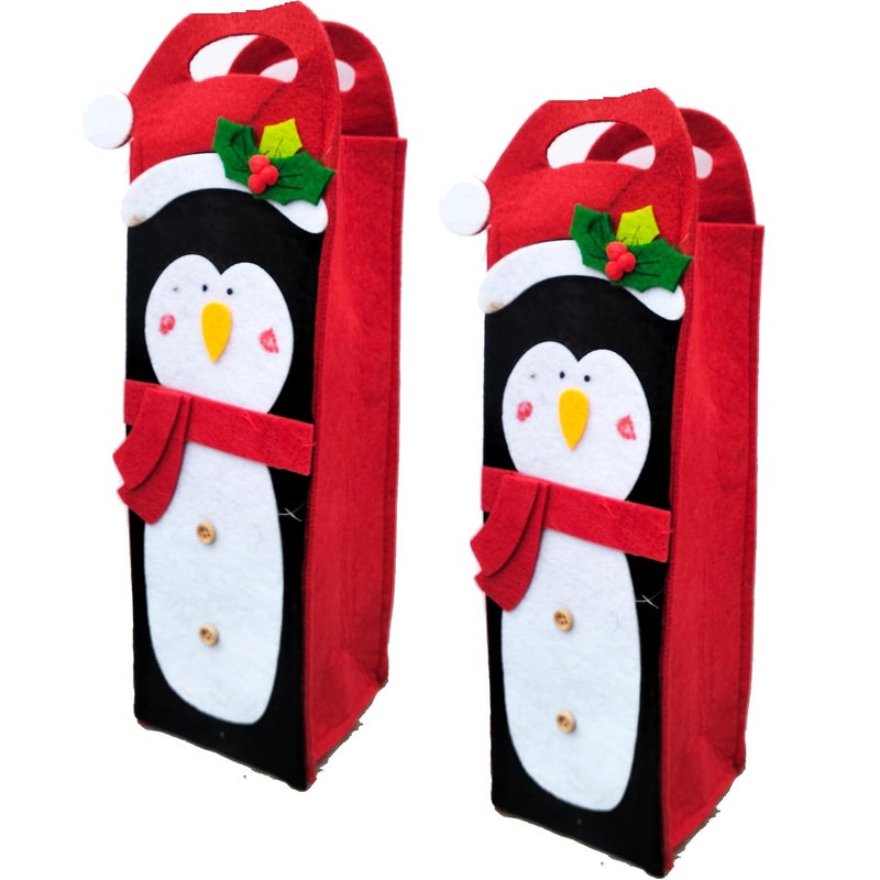 Forty Wings Forty Wings 1 Beautiful Snowman Wine Bags Christmas Wine Gift Bags Christmas Wine Bottle Cover Xmas Christmas Party Decoration Item Christmas Party Favor  - Image 3