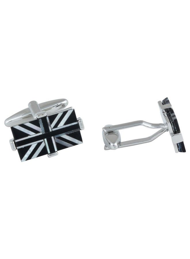 Cuff-Daddy Luxury Mother of Pearl Onyx Union Jack Cufflinks with Presentation Box - Image 2