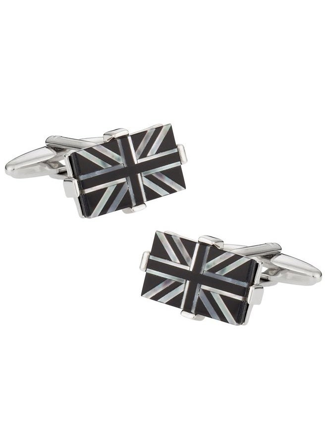 Cuff-Daddy Luxury Mother of Pearl Onyx Union Jack Cufflinks with Presentation Box - Image 1