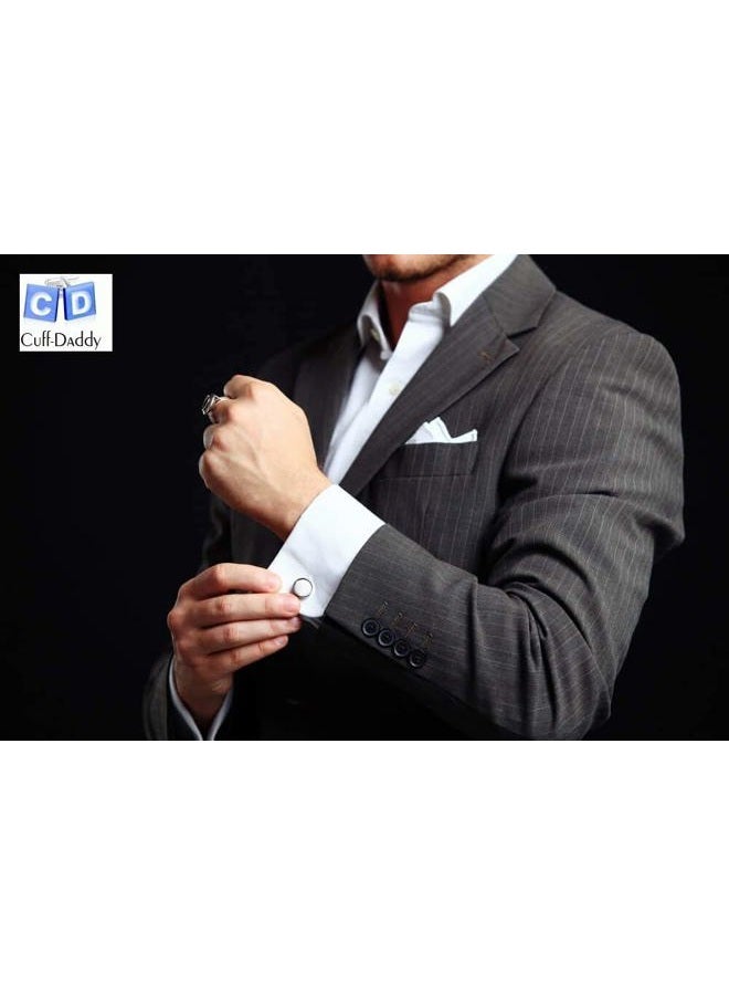 Cuff-Daddy Luxury Mother of Pearl Onyx Union Jack Cufflinks with Presentation Box - Image 3