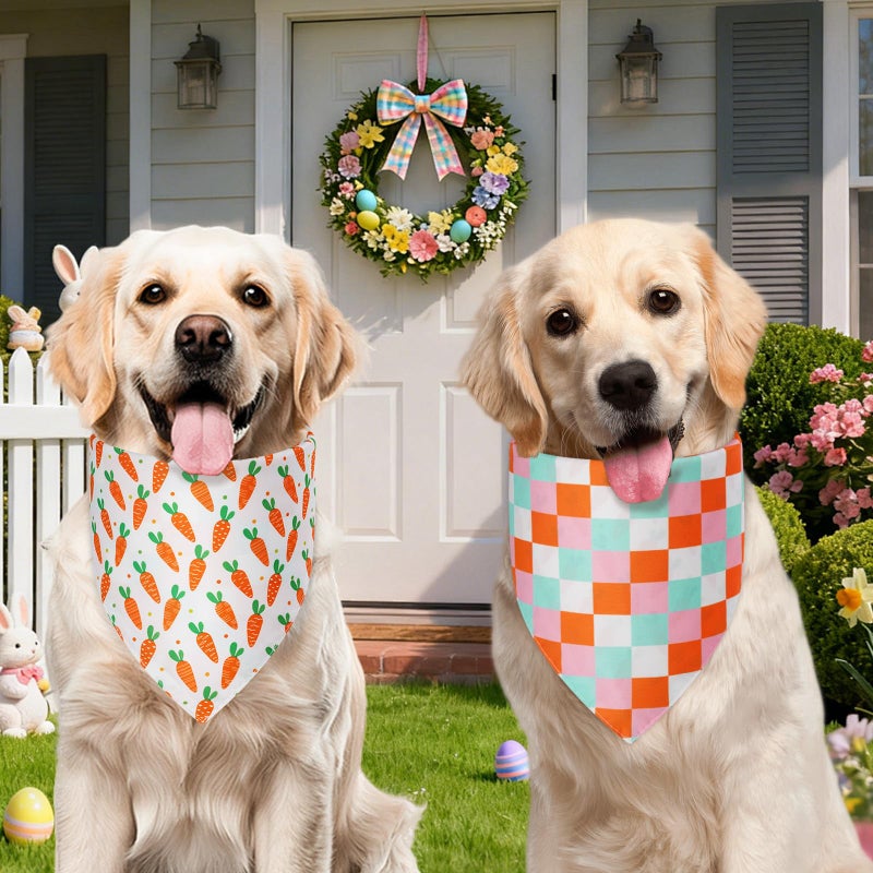 Agroon Easter Dog Bandanas XLarge 3PCS, 6 Pattern Colorful Scarf for Boy and Girl, Triangle Reversible Bibs Breed for Puppy Cats Pets - Image 4