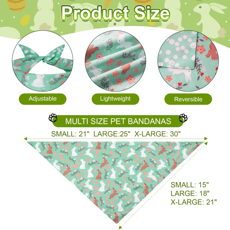 Agroon Easter Dog Bandanas XLarge 3PCS, 6 Pattern Colorful Scarf for Boy and Girl, Triangle Reversible Bibs Breed for Puppy Cats Pets - Image 3
