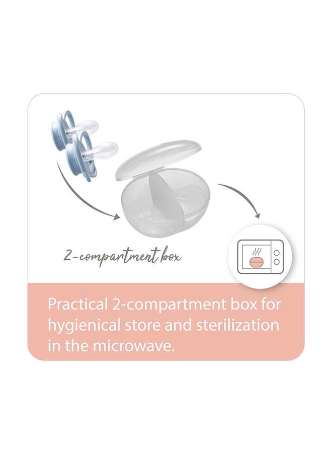 nip My Butterfly Soother With Sterilizer Box, Extra Flat Silicone Teat, Breastfeeding Friendly And Orthodontic, Grey, Size 2, Pack Of 2  - Image 5