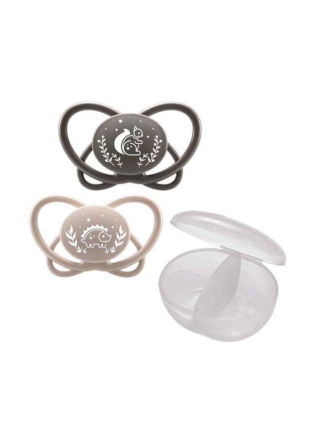 nip My Butterfly Soother With Sterilizer Box, Extra Flat Silicone Teat, Breastfeeding Friendly And Orthodontic, Grey, Size 2, Pack Of 2  - Image 2