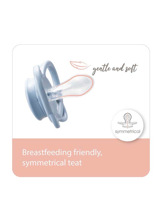 My Butterfly Soother With Sterilizer Box, Extra Flat Silicone Teat, Breastfeeding Friendly And Orthodontic, Grey, Size 2, Pack Of 2