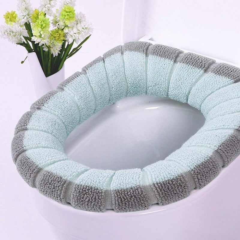 Laxit Western Toilet Seat Cover Soft And Warm Washable Bathroom Toilet Seat Cushion Mat Toilet Seat Lid Cover Pad for Winter Reusable Washable seat cover for washroom Multicolor 1 - Image 1