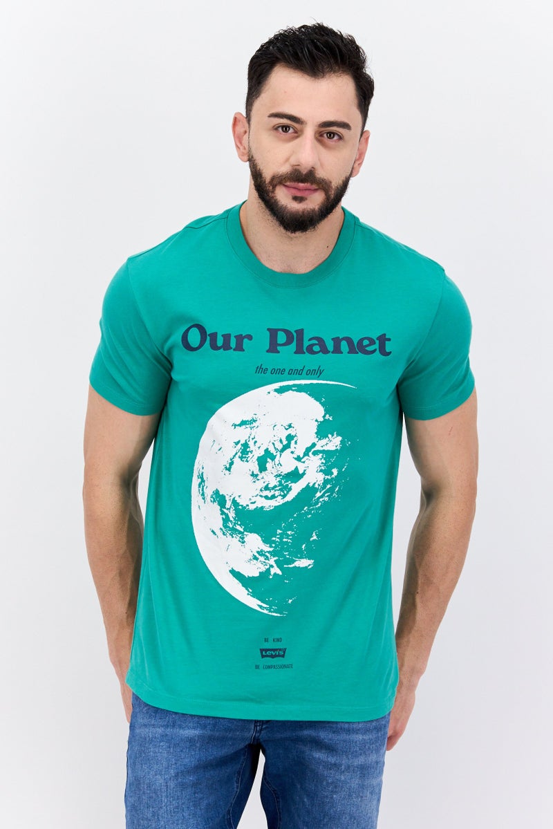 Levi's Men Crew Neck Short Sleeve Graphic Print T-Shirt, Green - Image 1