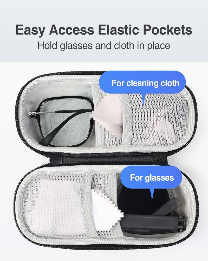 Luxtude Double Glasses Case Hard Shell, Double Eyeglass Case Sunglasses Cases, Travel Sunglasses Organizer Storage for Women Men, Black - Image 4