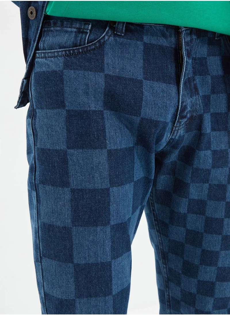 trendyol Checked Straight Fit Jeans