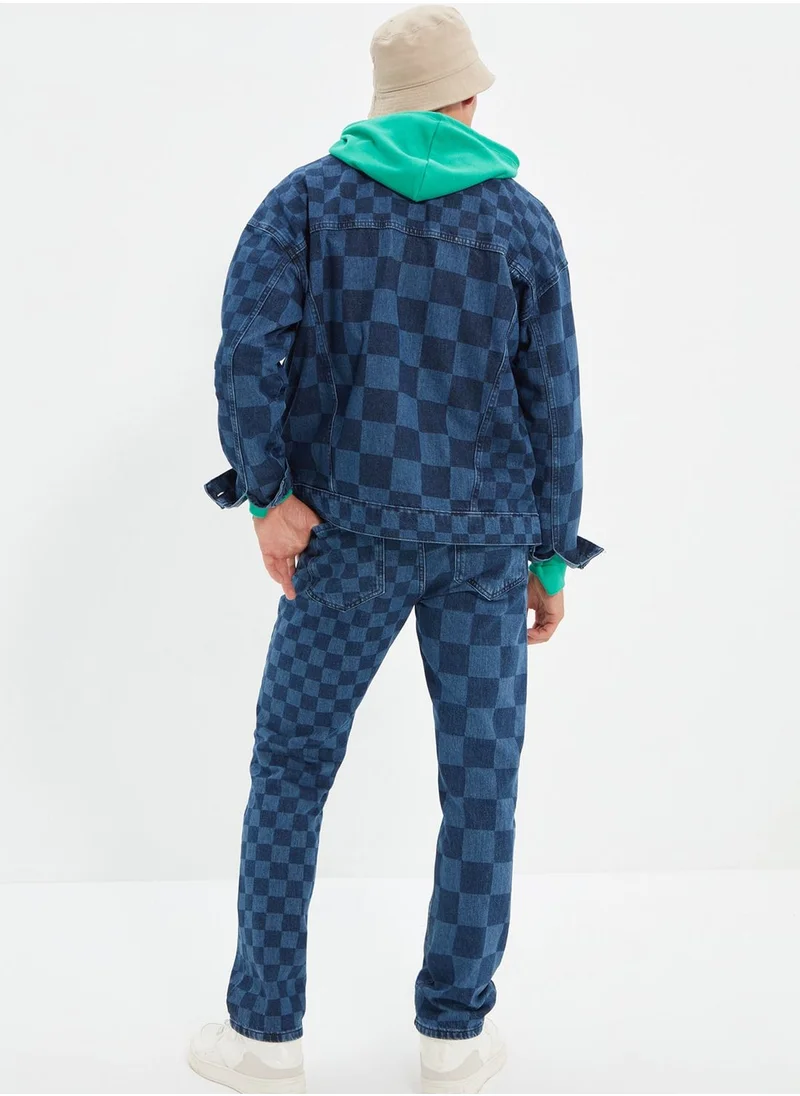 trendyol Checked Straight Fit Jeans