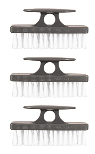 Superio Stiff Nail Brush Cleaner with Handle 3 Pack Durable Brush Scrubber to Clean Toes Fingernails Hand Scrubber All Surface Cleaning White Heavy Duty Scrub Brush Stiff Bristles Easy to Hold