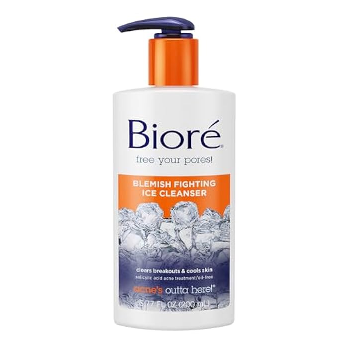Bioré Biore Blemish Fighting Ice Cleanser Face Wash with Salicylic Acid, Clears and Helps Prevent Acne Breakouts, Cools & Refreshes Skin, Oil Free, 6.77 Oz - Image 1