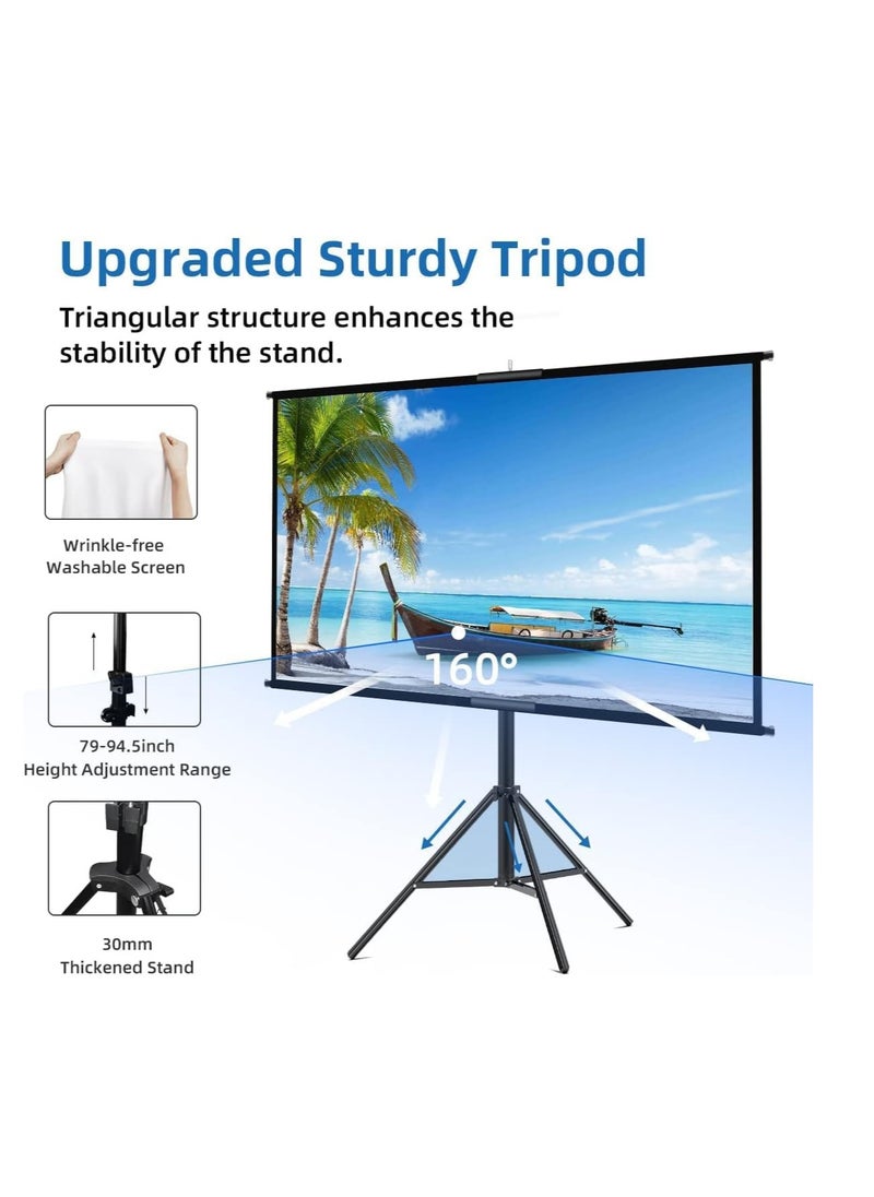 Generic Projector Screen with Stand,100 inch Indoor Outdoor Projection Screen, Portable 16:9 4K HD Movie Screen with Carry Bag Wrinkle-Free Design for Home Theater Backyard Cinema (100'' with stand)  - Image 3