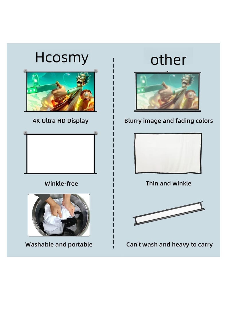Generic Projector Screen with Stand,100 inch Indoor Outdoor Projection Screen, Portable 16:9 4K HD Movie Screen with Carry Bag Wrinkle-Free Design for Home Theater Backyard Cinema (100'' with stand)  - Image 5