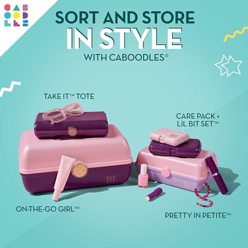 Caboodles Pretty in Petite Makeup Box, Two-Tone White on White, Hard Plastic Organizer Box, 2 Swivel Trays, Fashion Mirror, Secure Latch for Safe Travel - Image 3