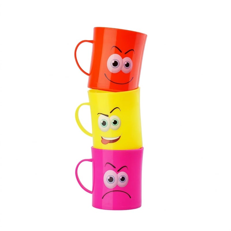 Crazy Cups Crazy Cup Co. Funky Plastic Mugs Set, Red, Random color, 400ml, Cartoon Face Design, BPA-Free PET, 3 Pieces - Image 1