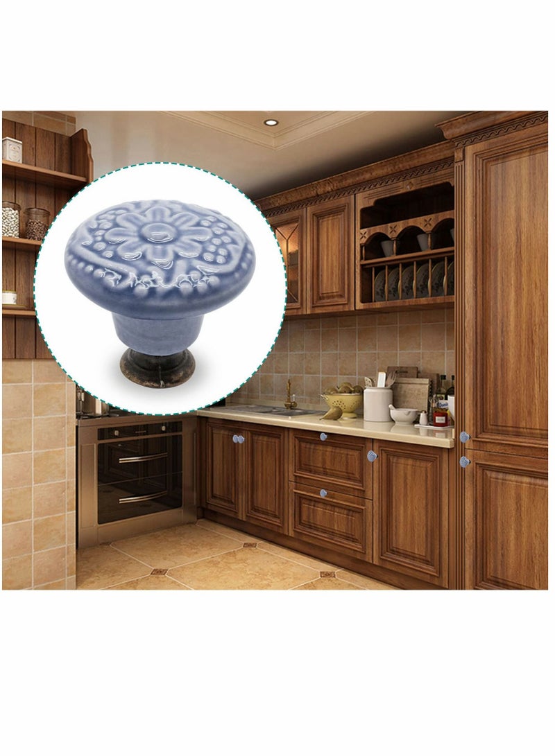 Drawer Knobs, Greyish Blue Cabinet Knobs, Retro Ceramic Dresser Knobs, 33mm Drawer Knobs Door Knobs Drawer Pulls Dresser Handles with Mounting Screws （12pcs, 1.3" ） - Image 5