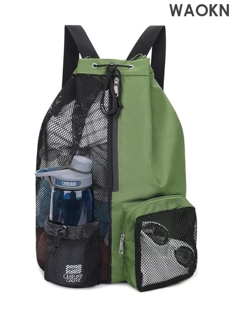 WAOKN Trendy Swimming & Fitness Backpack with Breathable Mesh Drawstring Closure and Separate Wet Compartment, Tailored for Beach Vacations, Daily Workouts, and Sports Gear（green） - Image 1
