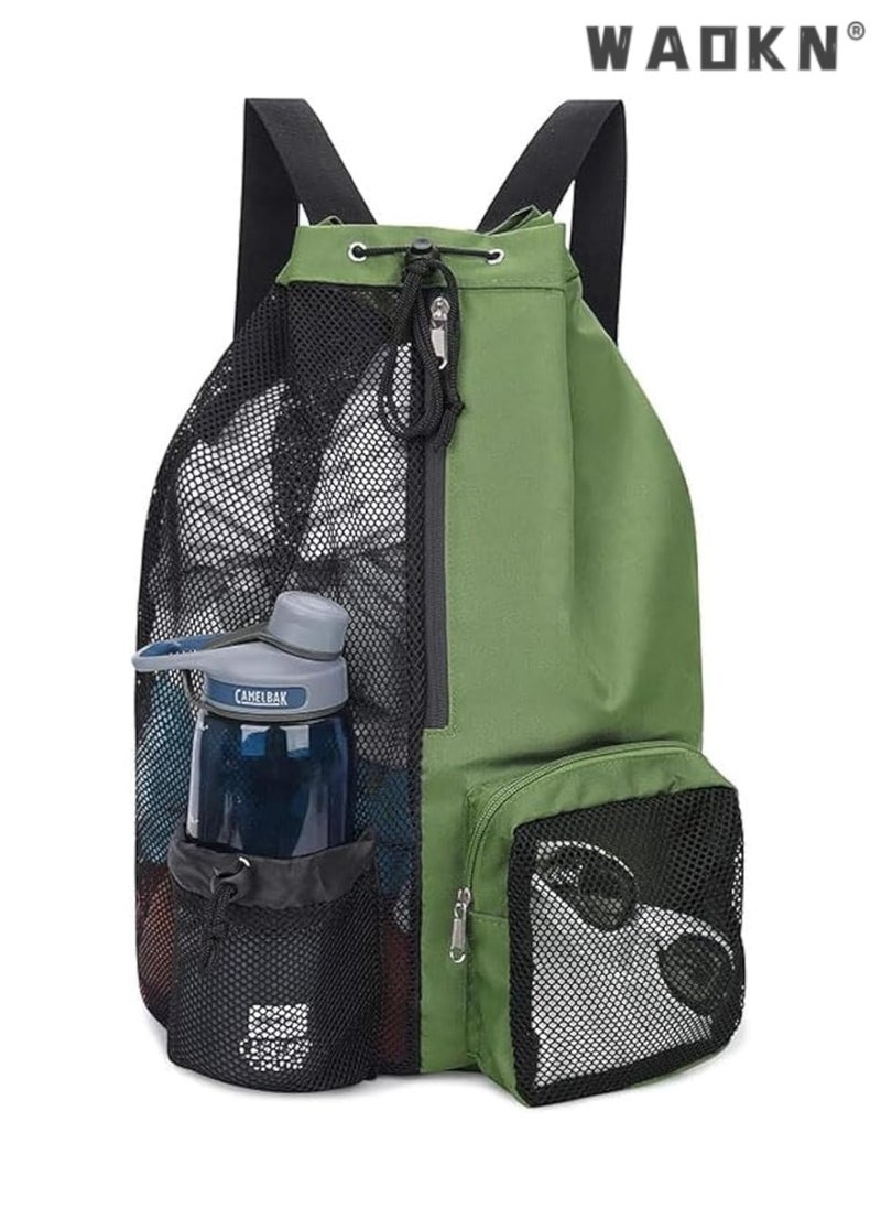 WAOKN Trendy Swimming & Fitness Backpack with Breathable Mesh Drawstring Closure and Separate Wet Compartment, Tailored for Beach Vacations, Daily Workouts, and Sports Gear（green）  - Image 1
