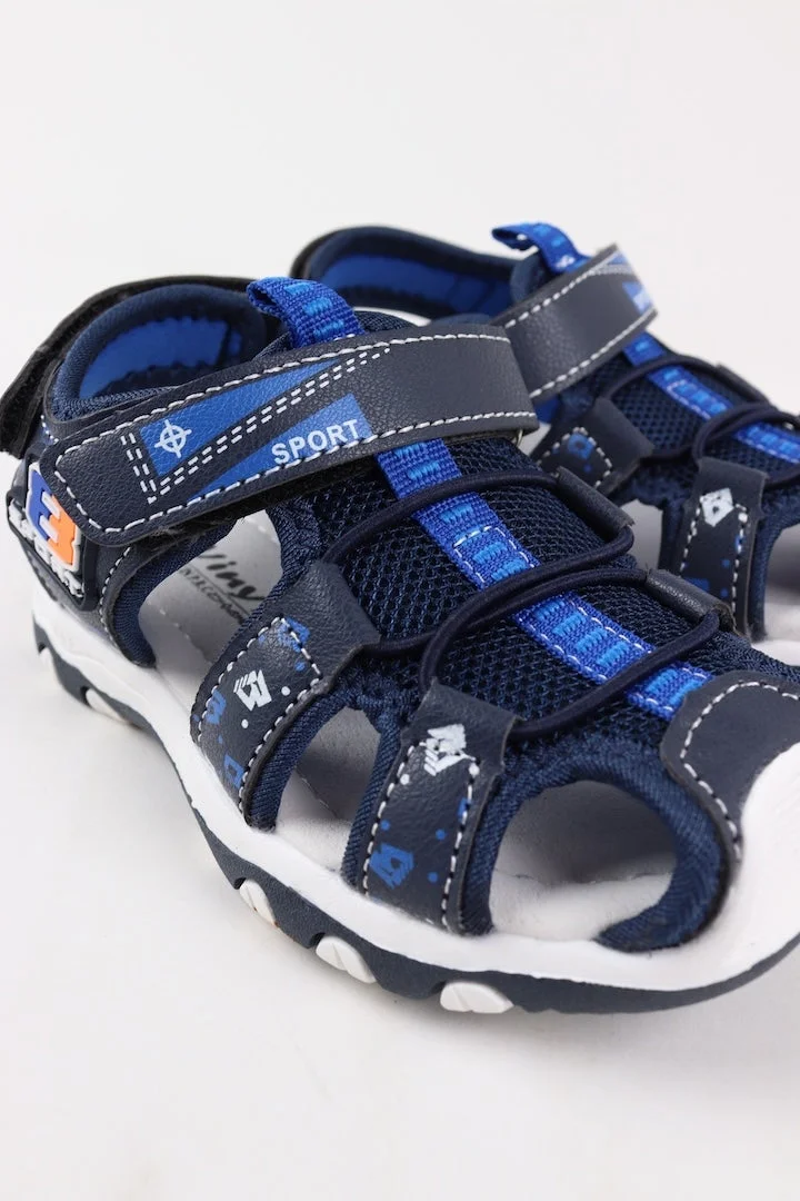 Viny Blue Viny Boys Velcro Flat Sandals – Comfortable Synthetic Kids Sandals for School, Outdoor & Everyday Wear – Black, Blue, Brown, Grey for Men | Best Price UAE
