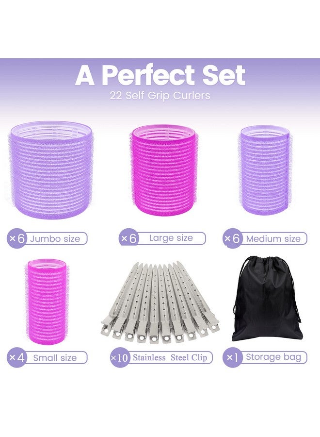 ELASO 33 Pcs Hair Rollers Set Self Grip Hair Rollers For Long Medium Short Hair Jumbo Large Medium Hair Curlers （22 Velcro Rollers + 10 Stainless Steel Clip +1 Storage Bag） - Image 3
