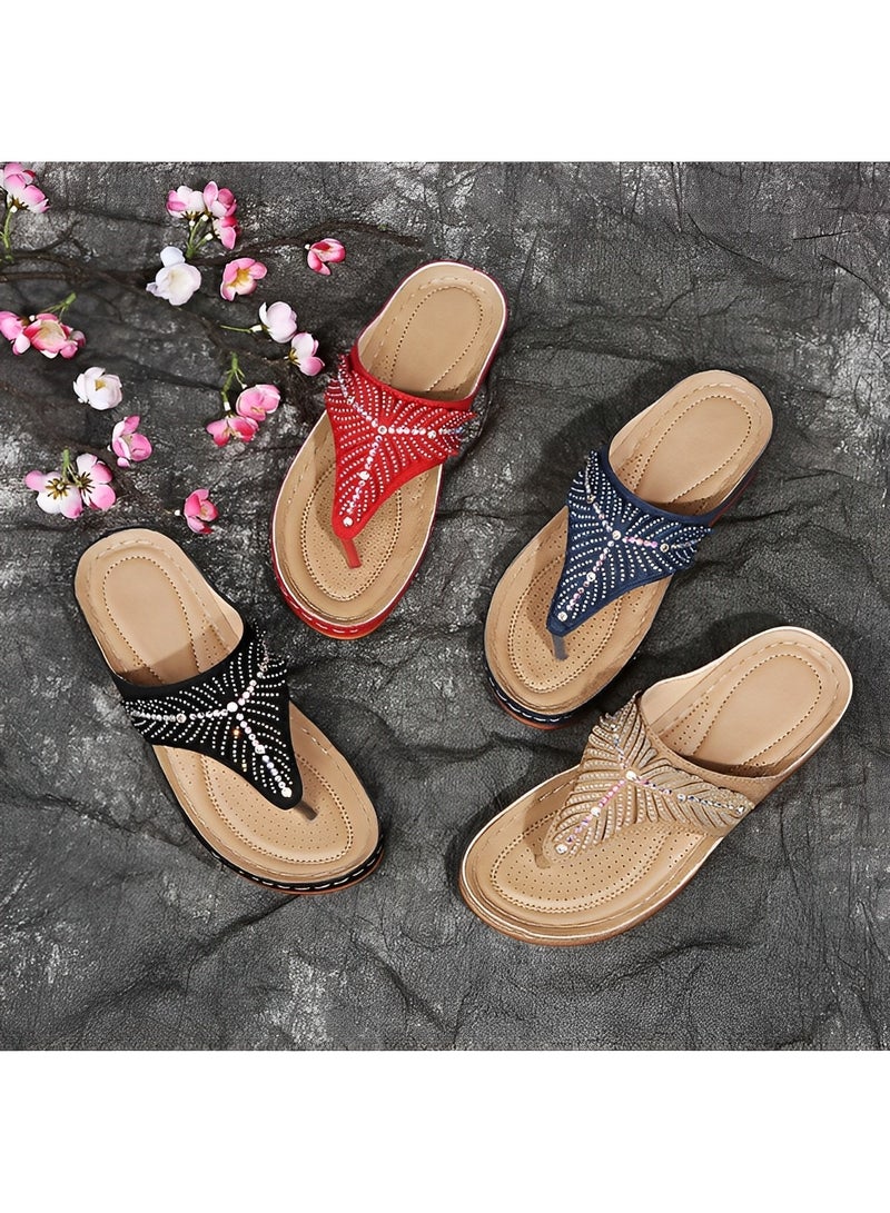 صنادل نسائية بكعب إسفيني أحذية تقويم العظام مريحة وأنيقة بكعب إسفيني صندل مريح مضاد للانزلاق للمشي