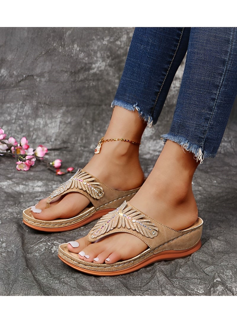 صنادل نسائية بكعب إسفيني أحذية تقويم العظام مريحة وأنيقة بكعب إسفيني صندل مريح مضاد للانزلاق للمشي