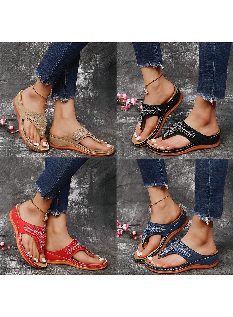 صنادل نسائية بكعب إسفيني أحذية تقويم العظام مريحة وأنيقة بكعب إسفيني صندل مريح مضاد للانزلاق للمشي