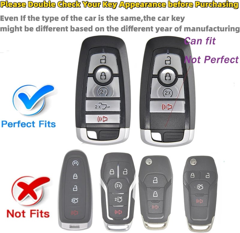 RFSRZ Car Key Fob Cover with Premium Wristlet for Ford Vehicles - Black - Image 2