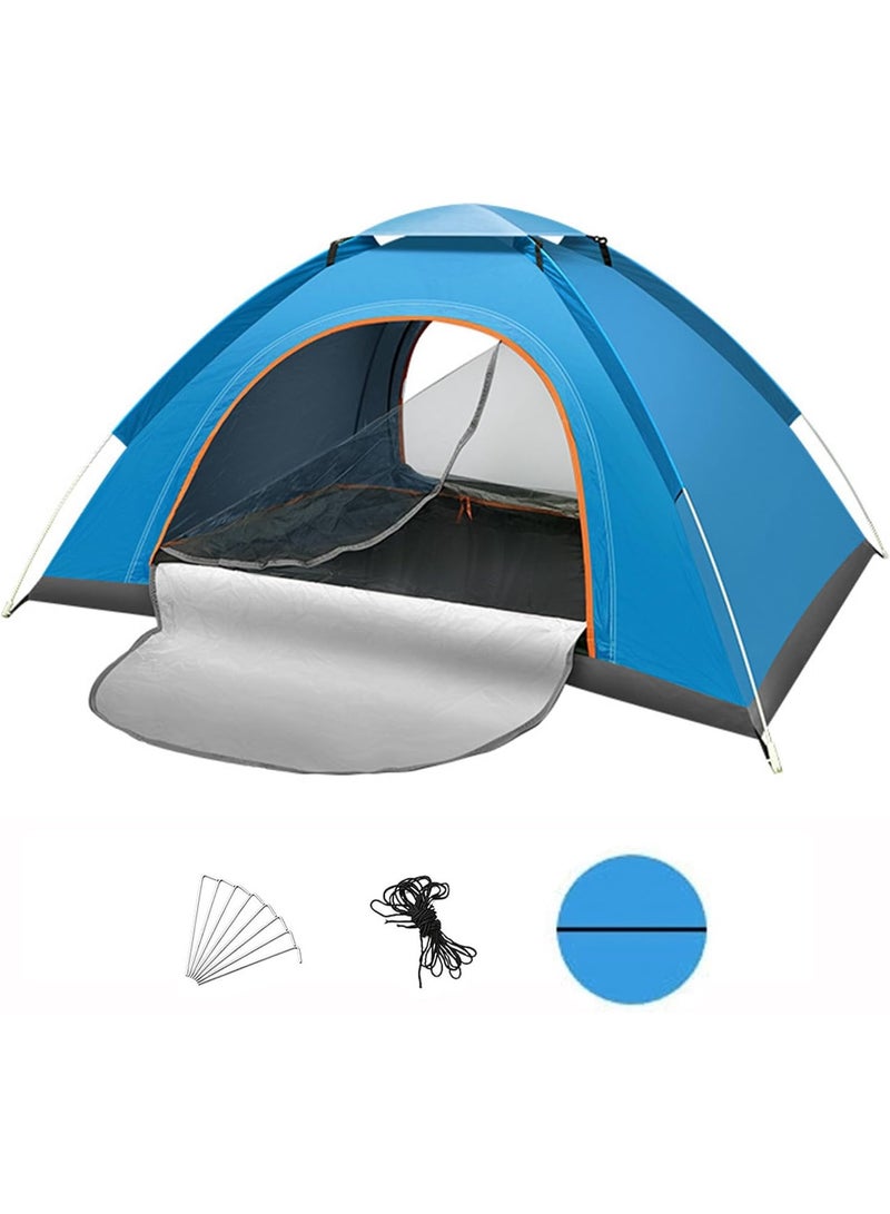 Raxoom Camping Tent 3-4 Person,Portable Outdoor Tent,Easy Setup,with Carrying Bag,Pop up Tents Desert Camping(Blue) - Image 1