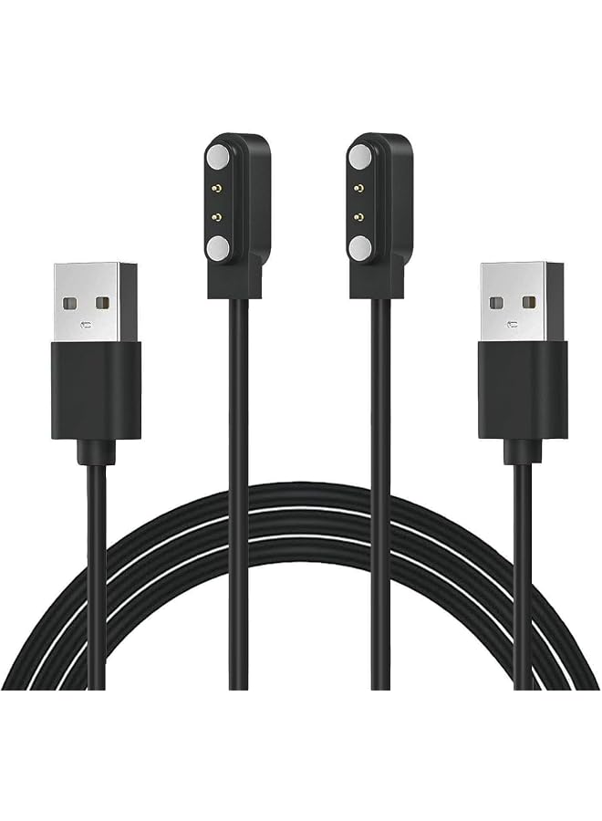 S-TOP [2-Pack] Compatible with BIGGERFIVE BW02/BW01 Smartwatch Charger,Magnetic USB Charging Cable?not for BF200L (Black&Black) - Image 1