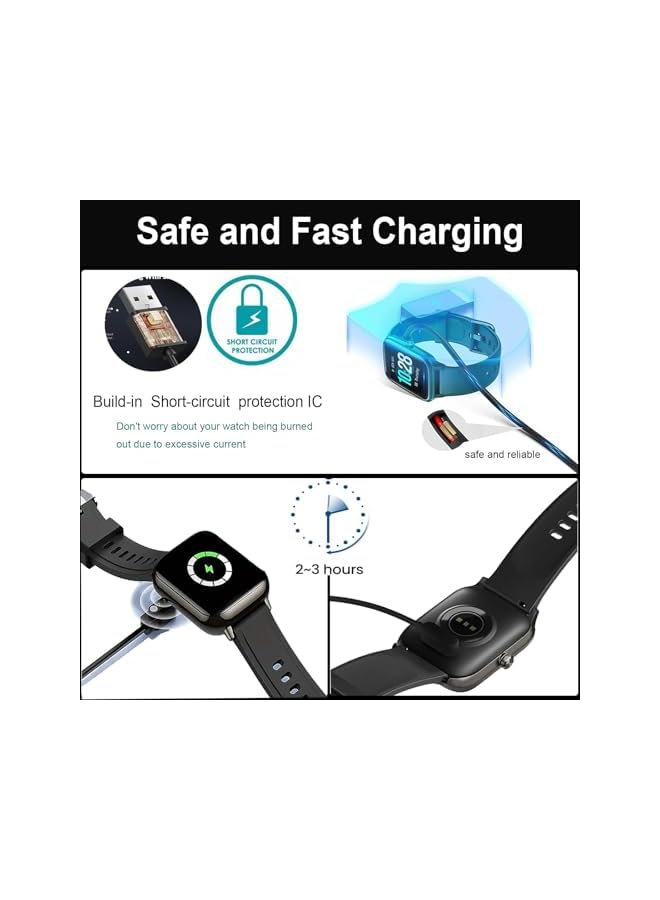 S-TOP [2-Pack] Compatible with BIGGERFIVE BW02/BW01 Smartwatch Charger,Magnetic USB Charging Cable?not for BF200L (Black&Black) - Image 3