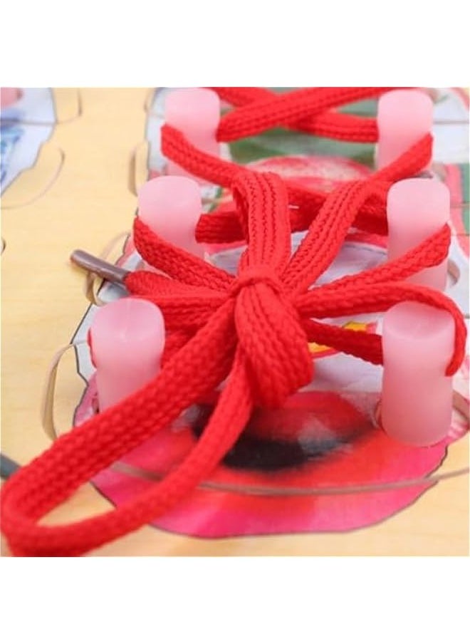 Generic - Wooden Lacing Shoe Learn to Tie Shoelaces Tying Teaching Kit Tie Shoes Educational Toys Children Wooden Toys Toddler Lacing Shoes Early Education Montessori Toys for Kid - Image 1