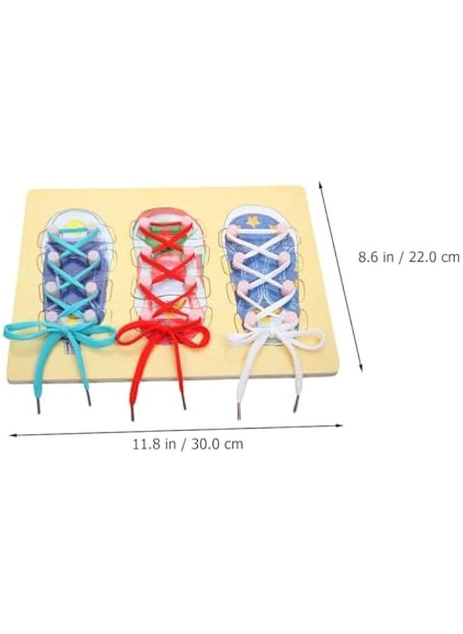 Generic - Wooden Lacing Shoe Learn to Tie Shoelaces Tying Teaching Kit Tie Shoes Educational Toys Children Wooden Toys Toddler Lacing Shoes Early Education Montessori Toys for Kid - Image 1