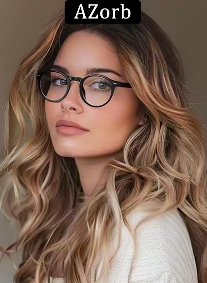 AZorb Blue Light Glasses for Men and Women - Anti Blue Light Blocking Radiation Eyeglasses Round Clear Lens Eye Glasses for Reading Gaming Computer Glasses - Black - Image 4